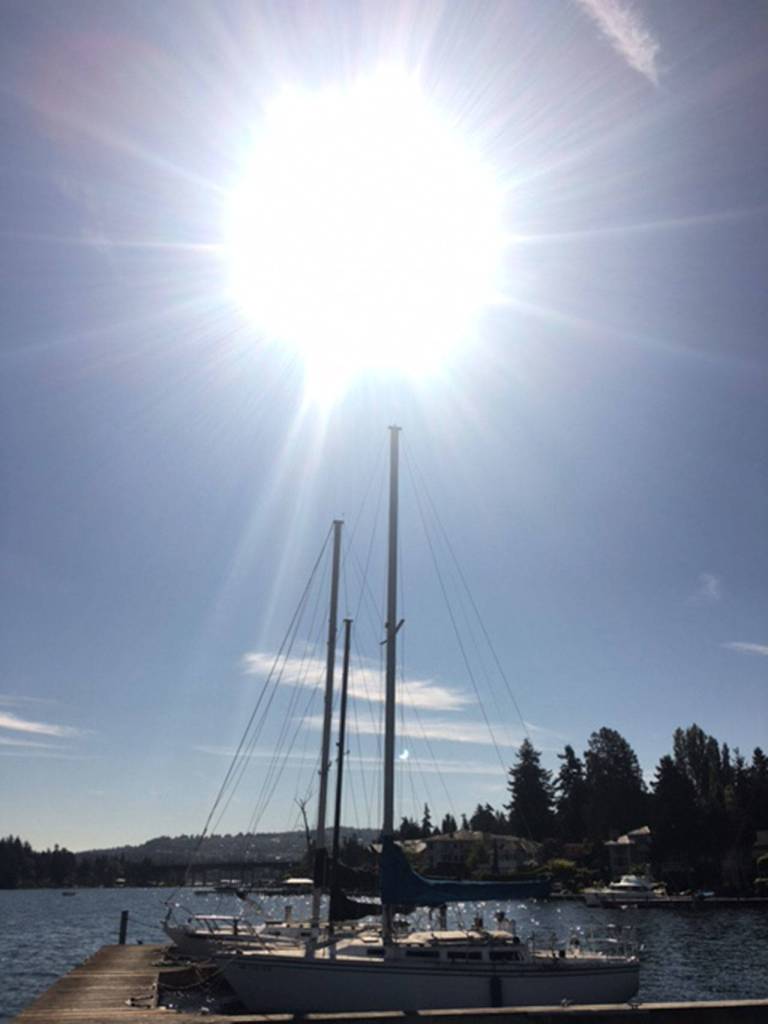 A glint of sun during the total solar eclipse illuminates the waterfront at Covenant Shores. Photo courtesy of Greg Asimakoupoulos