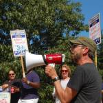 Welfare and Pension Administration Service employees and local labor groups hold a &ldquo;Solidarity Rally&rdquo; on Sept. 14. Katie Metzger/staff photo