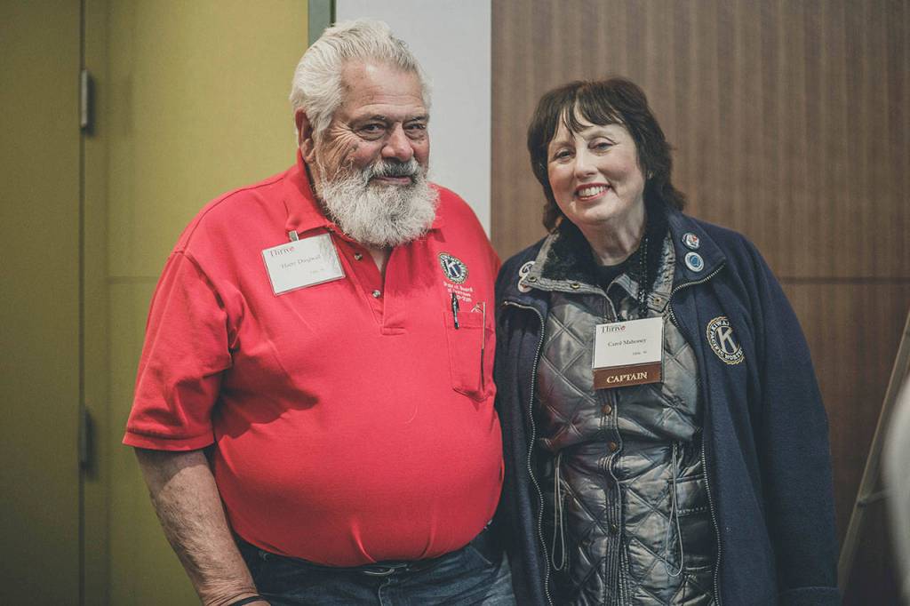 Harry Dingwall was installed as the Kiwanis Club&rsquo;s incoming president. Carol Mahoney will take Dingwall&rsquo;s place as club secretary on top of continuing as club treasurer. Courtesy photo