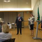 Council candidates Joy Langley and Tom Acker debate at a Mercer Island Chamber of Commerce meeting on Sept. 21. Katie Metzger/staff photo