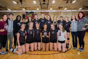 Photo courtesy of John Fisk                                The Mercer Island Islanders girls volleyball team captured the 2017 Class 3A KingCo tournament title courtesy of a 3-1 win against the Bellevue Wolverines in the championship match on Oct. 28 at Mercer Island High School. It was the third time during the season the Islanders had defeated the Wolverines. Mercer Island will compete in the Sea-King District tournament at Sammamish High School in Bellevue from Nov. 1 through Nov. 4.