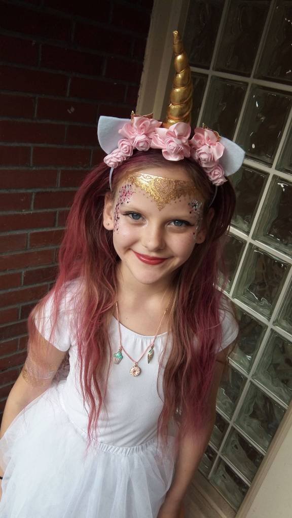 Northwood student Iðunn Mattea dresses as a unicorn for Halloween. Photo courtesy of Anna Jónsdóttir