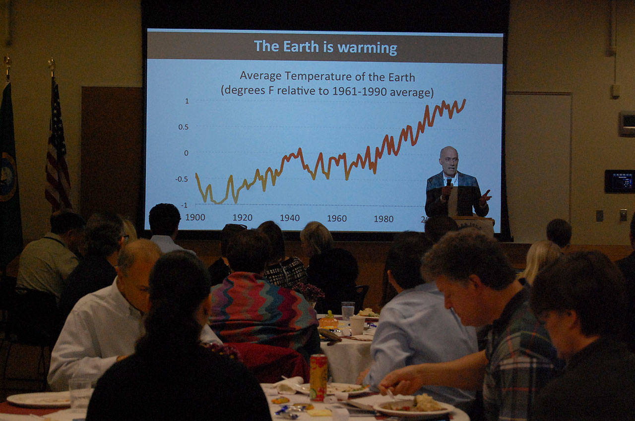 Citizens Climate Lobby volunteer and Islander Jonathan Shakes speaks to the Chamber of Commerce on Nov. 2. Katie Metzger/staff photo