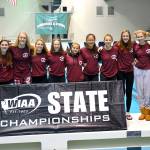 Photo courtesy of Allison Nelson                                The Mercer Island Islanders girls swim squad registered a fourth place finish at the Class 3A state swim meet on Nov. 11 at the King County Aquatic Center in Federal Way. The Islanders compiled 180 team points. Mercer Island junior Annie Pearse earned second place in the 50 free with a time of 24.36 and captured seventh place in the 100 free clocking a time of 53.83. Alexa Williams finished in 11th place in the 100 backstroke with a time of 1:00.55. Kai Williamson captured fourth place in the 100 backstroke with a time of 59.15. Islanders junior Sophia McGuffin earned fifth place in the 1-meter dive. Hailey Vandenbosch finished in 10th place in the 100 fly with a time of 59.85. Elizabeth Bailey earned 12th place in the 50-free with a time of 25.04 and 13th place in the 100 free with a time of 54.51. Chloe Mark took sixth place in the 500 free with a time of 5:13.5. Ellie Williams finished in ninth place in the 500 free with a time of 5:17.01.                                RELAYS                                The 200 medley relay team of Kaitlyn Williamson, Grace Olsen, Hailey Vandenbosch and Ellie Williams captured sixth place with a time of 1:52.44. The 200 free relay squad consisting of Annie Pearse, Julia Williamson, Elizabeth Bailey and Ellie Williams earned seventh place with a time of 1:40.35. The 400 free relay team of Annie Pearse, Hailey Vandenbosch, Elizabeth Bailey and Julia Williamson nabbed a fifth place finish with a time of 3:37.76.