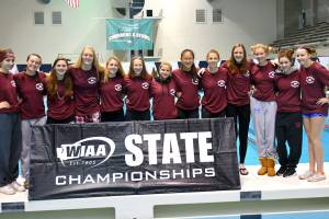 Photo courtesy of Allison Nelson                                The Mercer Island Islanders girls swim squad registered a fourth place finish at the Class 3A state swim meet on Nov. 11 at the King County Aquatic Center in Federal Way. The Islanders compiled 180 team points. Mercer Island junior Annie Pearse earned second place in the 50 free with a time of 24.36 and captured seventh place in the 100 free clocking a time of 53.83. Alexa Williams finished in 11th place in the 100 backstroke with a time of 1:00.55. Kai Williamson captured fourth place in the 100 backstroke with a time of 59.15. Islanders junior Sophia McGuffin earned fifth place in the 1-meter dive. Hailey Vandenbosch finished in 10th place in the 100 fly with a time of 59.85. Elizabeth Bailey earned 12th place in the 50-free with a time of 25.04 and 13th place in the 100 free with a time of 54.51. Chloe Mark took sixth place in the 500 free with a time of 5:13.5. Ellie Williams finished in ninth place in the 500 free with a time of 5:17.01.                                RELAYS                                The 200 medley relay team of Kaitlyn Williamson, Grace Olsen, Hailey Vandenbosch and Ellie Williams captured sixth place with a time of 1:52.44. The 200 free relay squad consisting of Annie Pearse, Julia Williamson, Elizabeth Bailey and Ellie Williams earned seventh place with a time of 1:40.35. The 400 free relay team of Annie Pearse, Hailey Vandenbosch, Elizabeth Bailey and Julia Williamson nabbed a fifth place finish with a time of 3:37.76.
