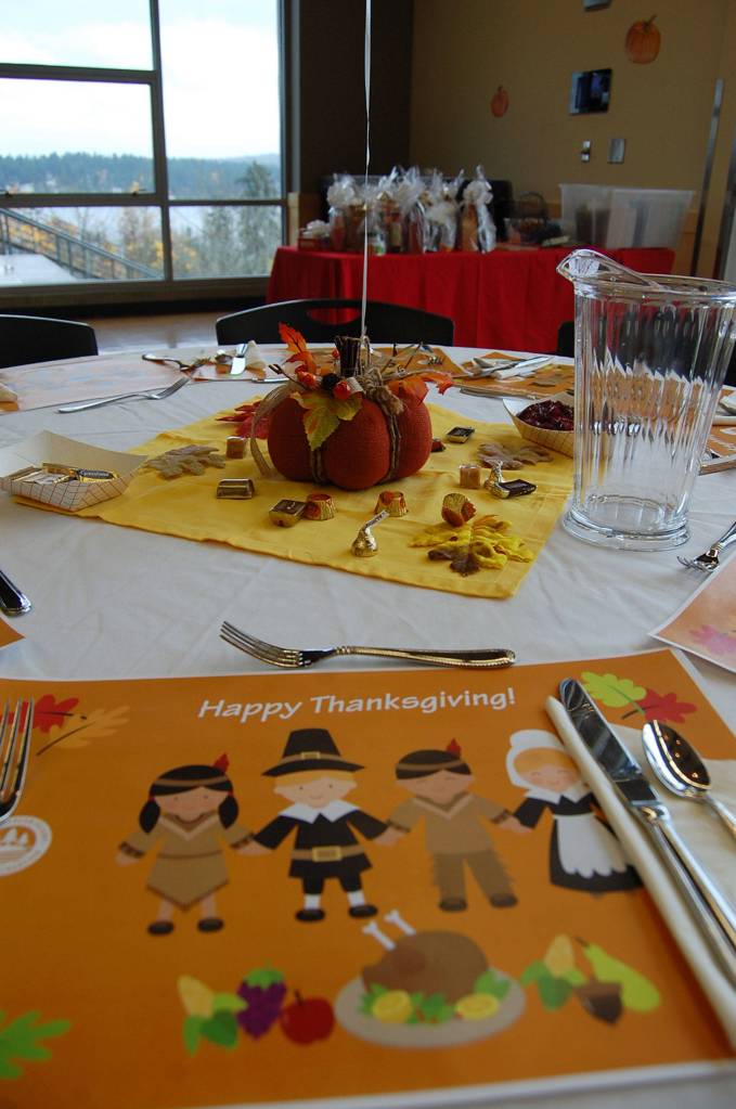 Tables at the Mercer Island Community and Event Center were decorated for the occasion. Katie Metzger/staff photo