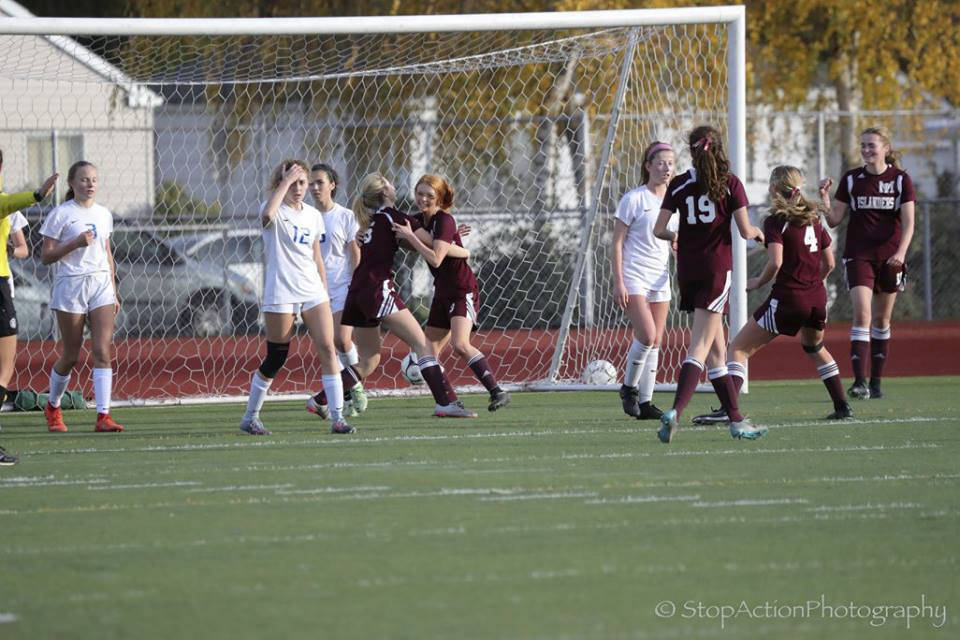 Photo courtesy of Don Borin/Stop Action Photography                                Mercer Island senior Jessie Stenberg celebrates after scoring a goal against the Stadium Tigers in the Class 3A state championship game. Stenberg scored a game-high three goals in the final game of her high school soccer career.