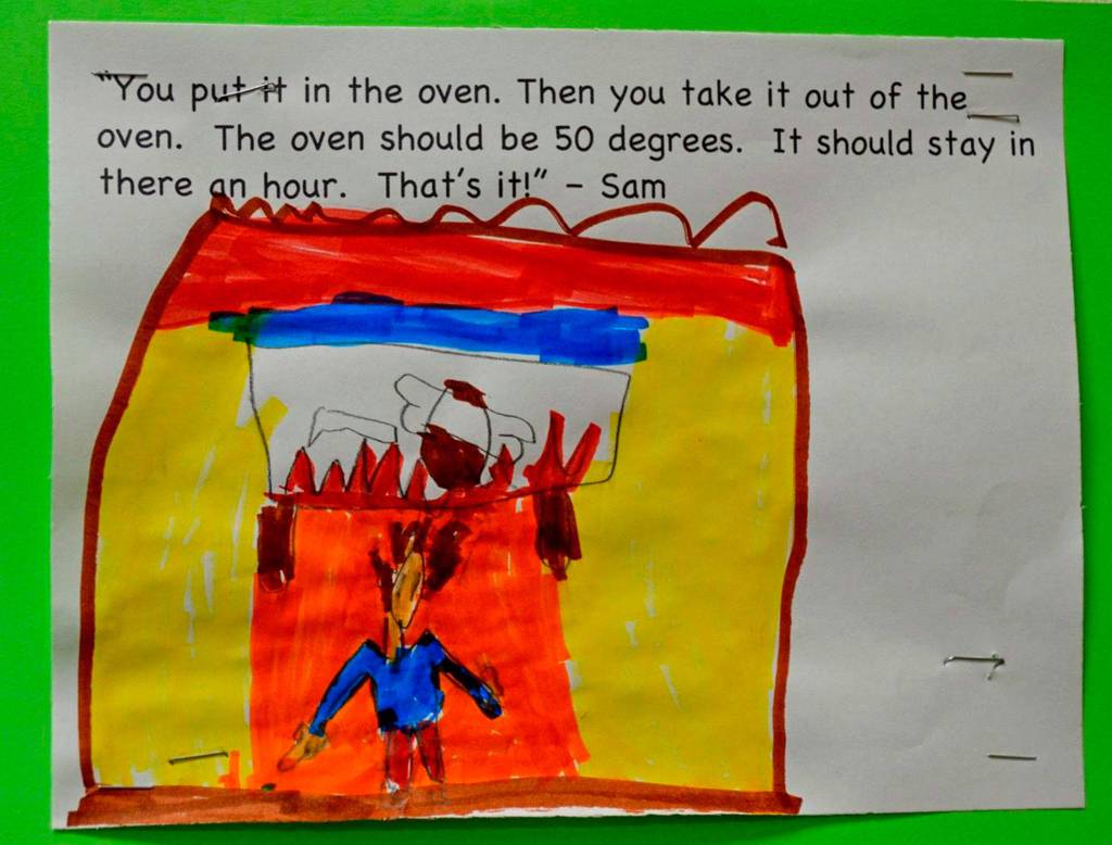 Another response from a kindergartener on how to cook a turkey. Photo courtesy of Craig Degginger/Mercer Island School District