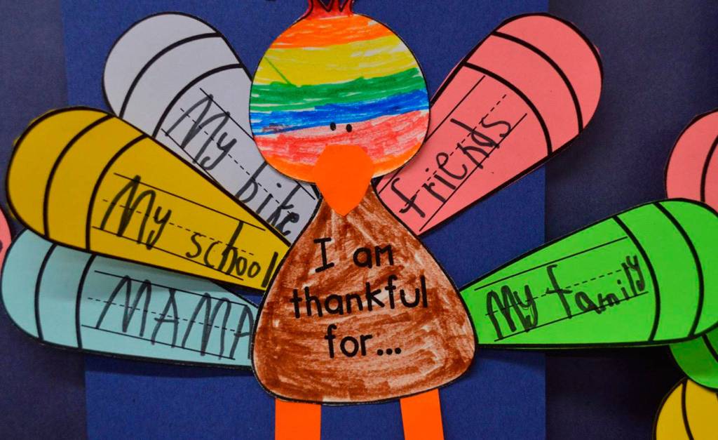 Kindergarten students in Lacey Borgens class at Northwood wrote down what theyre thankful for this Thanksgiving. Photo courtesy of Craig Degginger/Mercer Island School District