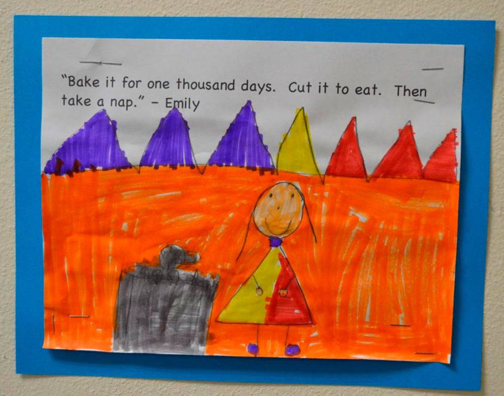Kindergarten teacher Joby McGowan annually asks his Lakeridge students how to cook a turkey. Heres one response. Photo courtesy of Craig Degginger/Mercer Island School District