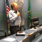 Mercer Island City Councilmember Dan Grausz addresses the crowd at his retirement reception on Dec. 5. Photo courtesy of David DSouza