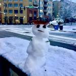 Islanders collaborated on this community snowman project in downtown Mercer Island, said Jay Gleason. The snowman was already on a mailbox, and Gary Umemoto added the hat, the face and the arms. Photo courtesy of Jay Gleason