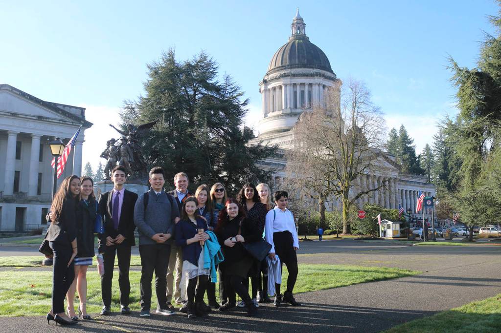High school students from Issaquahs Youth Opposed to Drug Abuse and Mercer Islands Healthy Youth Initiative gave up their holiday on Monday to get up at 5 a.m. and travel to the state capital in Olympia to advocate for substance abuse prevention at the annual Prevention Policy Day Rally. Nicole Jennings/staff photo