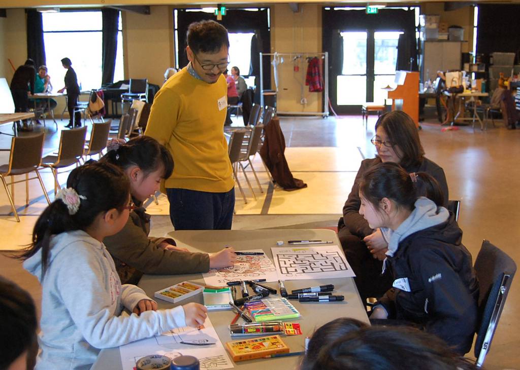 Famous Kamishibai artists lead workshops for the Mercer Island community. Photo courtesy of Manny Cawaling