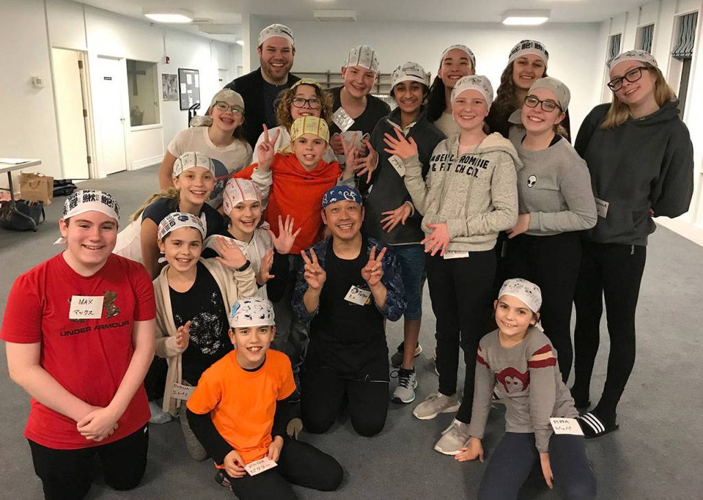 Japanese artists work with local youth as part of Youth Theatre Northwests international program in February. Photo courtesy of Manny Cawaling