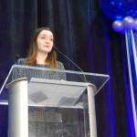 MIHS student Hannah Stewart speaks about the importance of prevention and health at the MIYFS Annual Breakfast. Katie Metzger/staff photo