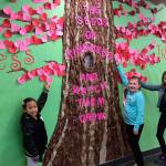 Students pose with the Kindness Tree at Northwood Elementary. Photo courtesy of Craig Degginger/Mercer Island School District