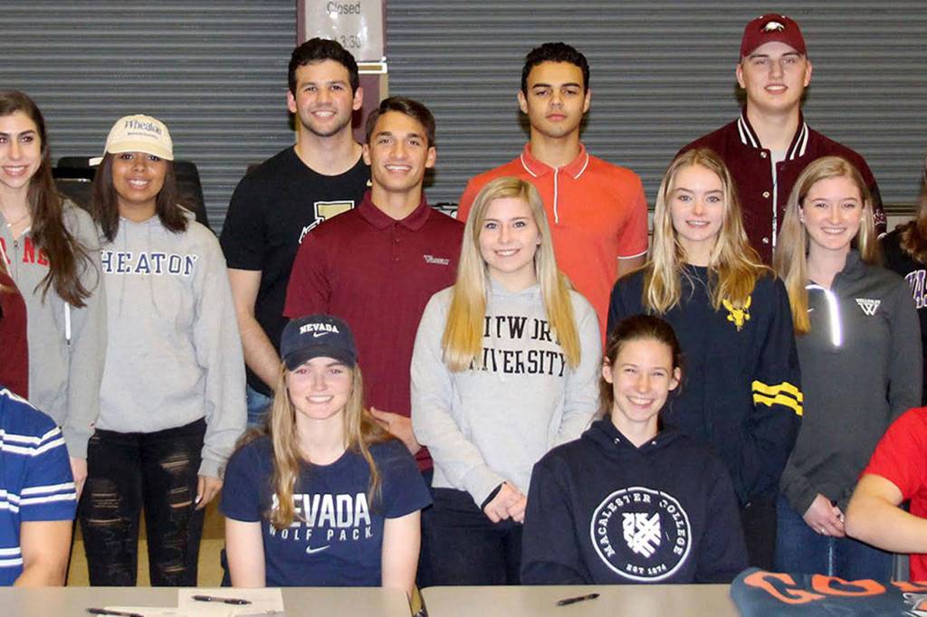 Photo courtesy of Craig Degginger                                A contingent of 25 Mercer Island seniors will continue their athletic careers at the collegiate level. Mercer Island student athletes moving on to the next level included Ethan Eason (California Institute of Technology-basketball), Nikhil Nayar (University of Idaho-football), Aksel Turk (Chadron State College-football), Spencer Luce (Azusa Pacific University-football), Ella Warburg (Wellesley College-golf), Robert Stoney (Whittier College-lacrosse), Tessa Guerra (Claremont McKenna College-lacrosse), Katie Brodsky (Arizona State University-lacrosse), Reis Kissel (Vassar College-soccer), Kendall Riley (University of Nevada Reno-soccer), Paige Robertson (Macalester College-soccer), Anna Moscovici (George Washington University-squash), Christian Anderson (Occidental College-tennis), Grace Bethards (Whitworth University-tennis), Kendra Watson (University of Rochester-track), Kayle Lee (University of Pennsylvania-track), Chloe Michaels (Whitman College-Cross Country), Adara Hamilton (Wheaton College-volleyball), Kelly Behrbaum (Cornell University-volleyball), Daniel Kavesh (Chapman University-water polo), Isabelle Knowles (University of Washington-rowing), Matt Boissoneault (Seattle University-baseball), Greg Fuchs (Oregon State University-baseball), Alex Shanks (Gonzaga University-baseball) and Jaeden Pritchard (Chadron State College-football).