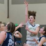 Photo courtesy of Patrick Krohn/Patrick Krohn Photography                                Northwest Yeshiva defeated Rainier Christian 38-37 on Feb. 17 in a district playoff matchup. Tamar Jacobson (pictured) sinks a jumper against Rainier Christian. Northwest Yeshiva will face Taholah in a winner-to-state, loser-out regional playoff game at 8 p.m. on Feb. 24 at W.F. West High School.
