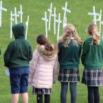 Students at St. Monica School, a private Catholic school based in Mercer Island, prayed for the 17 victims of the Parkland school shooting. Photo courtesy of Krista Pittiglio