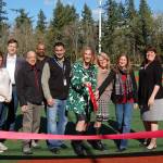 Members of the Mercer Island City Council and School Board welcome the community to the renovated park. Katie Metzger/staff photo