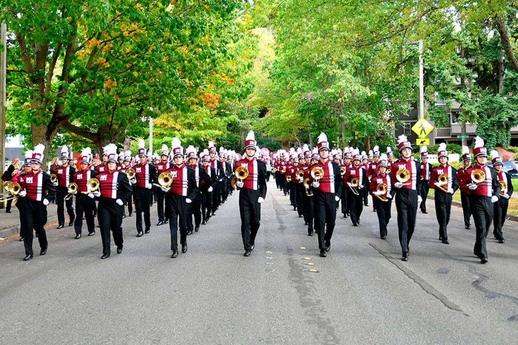 The Mercer Island High School band is marching toward its Rose Parade appearance next year, with a kickoff event set for tonight. Photo courtesy of Allison Nelson
