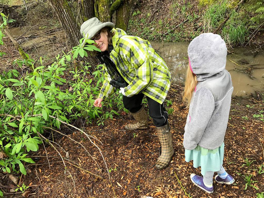 Instructor Linda Anchondo points out the first bud of the seasonwhite and easy to spoton the Indian Plums. This marks spring is here in our area. Photo courtesy of Meg Lippert