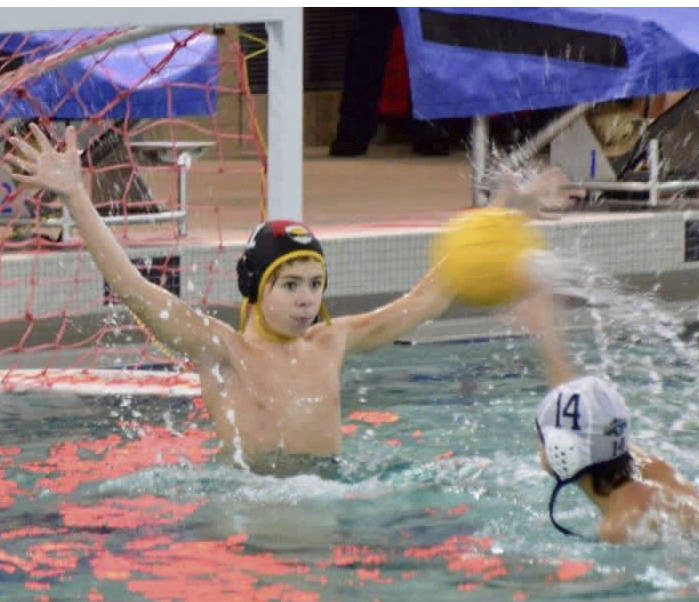 Photo courtesy of Melissa Bakh                                Mercer Island eighth grader Finn Friedland is adept at stopping oppposing teams offenses from scoring in water polo from the goalie position. Friedland will be a freshman at Mercer Island High School during the 2018-19 school year.