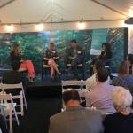 Kirsten Ward moderates a panel with research scientists Dr. Garnet Anderson, Dr. John Liao and Dr. Rosana Risques on Mercer Island on May 9 at an event for the Rivkin Center for Ovarian Cancer. Katie Metzger/staff photo