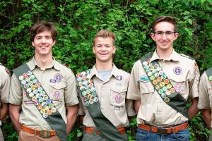 Troop 457 and 647s newest Eagle Scouts are (from left) Henry Weiker, Graeme Stoney, Scott McLellan, Nathaniel Nichol, and Connor Hanson.