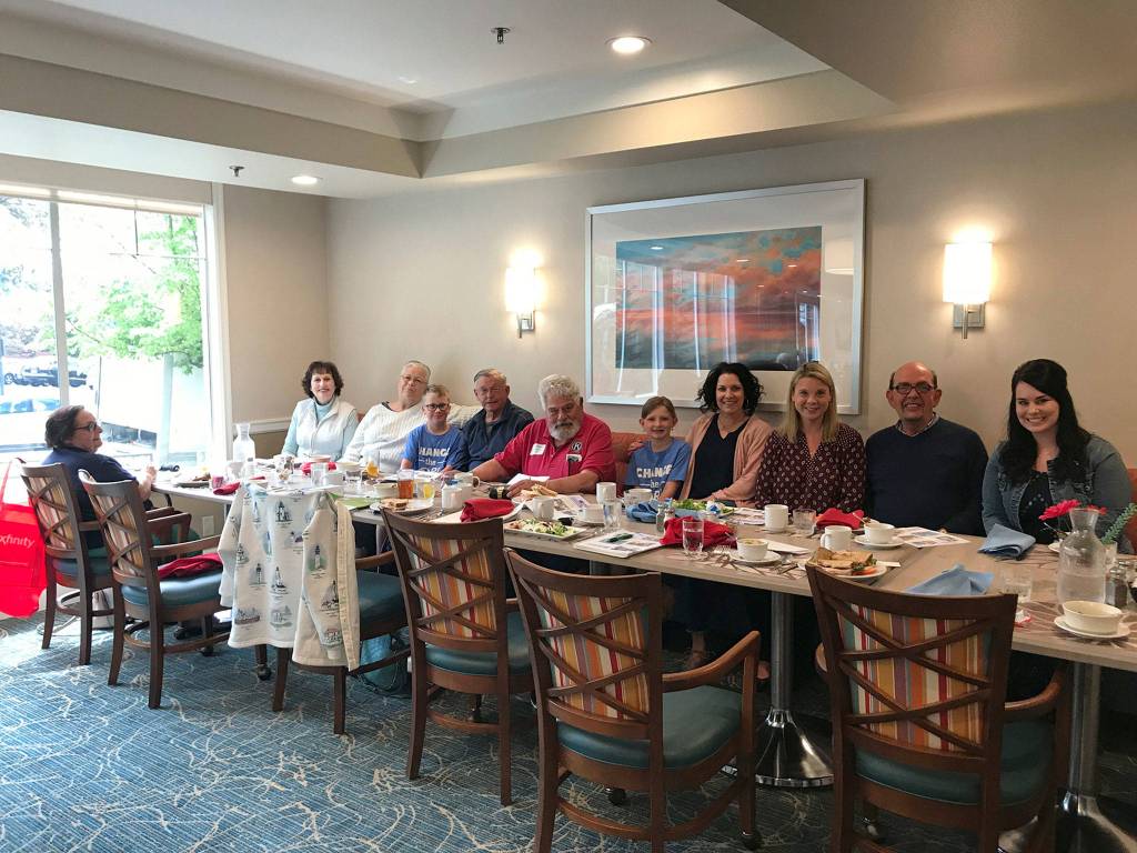 Mercer Island Kiwanis members meet with Lakeridge K-Kids Club student leaders and adult advisors to hear about the clubs successful year on May 15. Photo courtesy of Julia Hokanson