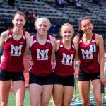 Photo courtesy of Don Borin/Stop Action Photography                                The Mercer Island Islanders 800 relay squad consisting of Eliza Crenshaw, Maggie Baker, Kayla Lee and Gretchen Blohm captured first place with a time of 1:42.80 at the Class 3A District II track championships on May 18 at the Southwest Athletic Complex in Seattle. Ballard finished in second place with a time of 1:44.20.