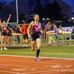Photo courtesy of Don Borin/Stop Action Photography                                The Mercer Island Islanders 1600 relay squad consisting of Maya Virdell, Gretchen Blohm, Maggie Baker and Kayla Lee earned first place with a time of 3:52.75 at the Class 3A District II championships at the Southwest Athletic Complex in Seattle. Lee (pictured), who ran the fourth and final leg of the relay, was well in front of all other competitors down the stretch. Holy Names finished in a distant second place with a time of 4:00.44.
