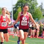 The Mercer Island Islanders girls 800 relay and 1600 relay teams captured first place at the Class 3A state track and field meet on May 26 at Mount Tahoma High School in Tacoma.                                The 800 relay team consisting of Maya Virdell, Maggie Baker, Gretchen Blohm and Kayla Lee earned first place with a time of 1:42.86. The 1600 relay team of Virdell, Baker, Blohm and Lee cruised to a first place finish with a time 3:51.56. Shorecrest finished in a distant second place with a time of 3:57.80. Lee (pictured in the 800 relay) ran the anchor leg on both relay teams.                                Photo courtesy of Don Borin/Stop Action Photography