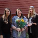 MIPA Co-VPs of Preschool Jessica Apodaca and Amanda Colburn present Michele Saunders with the Exceptional Educator award. Katie Metzger/staff photo