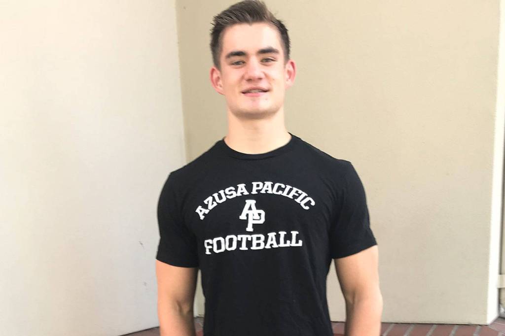 Mercer Island Islanders 2018 graduate Spencer Luce will play football for Azusa Pacific University in California this fall.                                Shaun Scott, staff photo