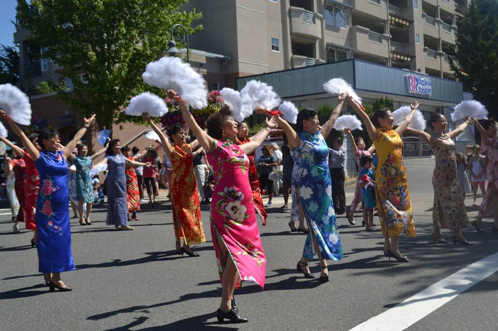 Members of the Mercer Island Chinese Association dance at the parade on July 14. Katie Metzger/staff photo