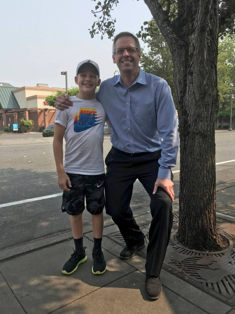Gordon Gibson, left, pictured with his father Graeme, right, will compete at a professional jiu jitsu competition titled, Fight2Win on Sept. 14 at the Seattle Center.