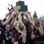 The Mercer Island Islanders girls soccer team won the Class 3A state championship in November of 2017. It was the first state title in school history for the team. Photo courtesy of Don Borin/Stop Action Photography                                Mercer Island Islanders girls soccer head coach James Valles celebrates after watching his team defeat the Bethel Braves in the first round of the 2017 Class 3A state playoffs. Photo courtesy of Don Borin/Stop Action Photography