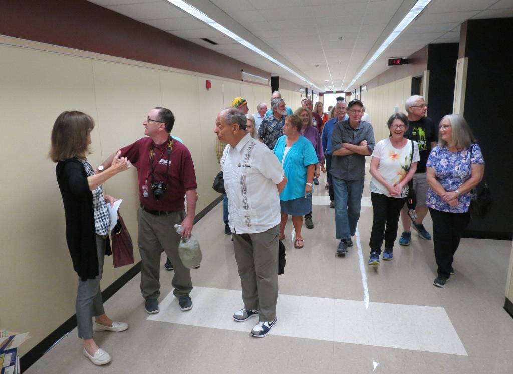Former Islanders tour MIHS on Aug. 24. Photo courtesy of Clay Eals