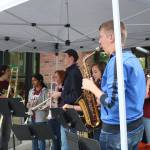 The MIHS jazz band welcomes community members through the main entrance of Art Uncorked. Katie Metzger/staff photo