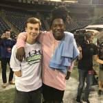 Mercer Islander Chris Givan meets Shaquem Griffin on Aug. 30. Photo courtesy of Laurie Givan