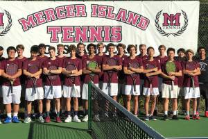 The Mercer Island Islanders boys tennis team earned a 6-1 victory against the Bellevue Wolverines in a 3A/2A KingCo tennis matchup on Sept. 25 on Mercer Island. The Islanders improved their overall record to 8-1 (4-0 league) with the victory. Photo courtesy of Anjali Patel