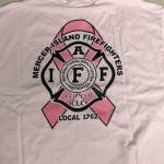 The IAFF Local 1762 breast cancer awareness shirt. Mercer Island firefighters will wear the pastel pink shirts throughout October. Photo courtesy of Ray Austin