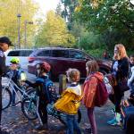 Students, parents and teachers in Mercer Island participated in the nation-wide Walk and Bike to School Day last Wednesday, Oct. 10