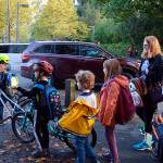 Students, parents and teachers in Mercer Island participated in the nation-wide Walk and Bike to School Day last Wednesday, Oct. 10