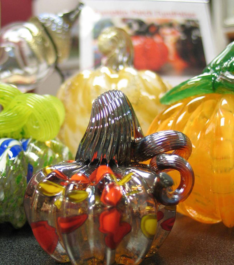 Glass pumpkins will be for sale at local businesses and at the Lakeridge Pumpkin Patch to raise money for Mercer Island Youth and Family Services. Photo via Facebook