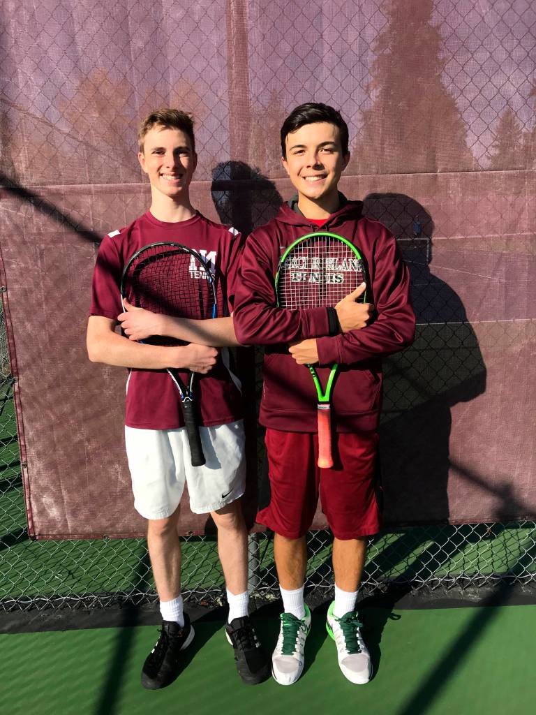 The Mercer Island Islanders boys tennis teams No. 1 doubles team consisting of Chris Elliot and Kevin Chen finished the 2018 regular season undefeated. Shaun Scott/staff photo
