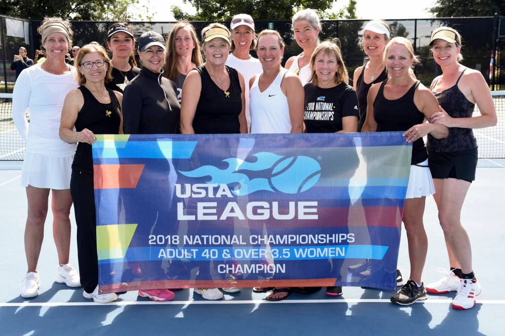 A Mercer Island-based womens tennis team, which represented the United States Tennis Association Pacific Northwest section, earned a national title at the USTA League Adult 40 Over 3.5 National Championships on Oct. 21 at the Arlington Tennis Center in Arlington, Texas. The Mercer Island team defeated a Cornelius, North Carolina squad 3-2 in the championship match. Members of the championship roster included Carol Gregory, Nancy Smith, Susie Harrington, Diane Panteleakos, Cindy Paborsky, Suzy Skone, Heidi Martin, Hilary Benson, Molly Fort, Ildi Koves, Shawn Wood, Kelly Everson and Leigh Perks. Photo courtesy of Andrew Ong/USTA