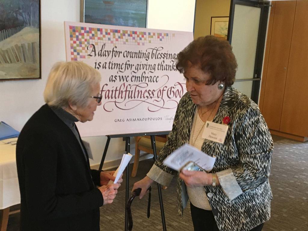 Mary Ellen Vetto and Mary Dawson chat at the 6th annual Clergy Appreciation Lunch held at Covenant Shores on Oct. 24. Photo courtesy of Greg Asimakoupoulos